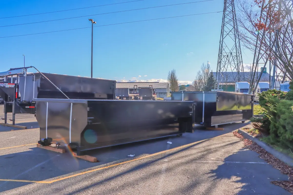 Roll-off dumpster ready for waste disposal at job site for 2 Yard Dumpster Rental in Dodge City